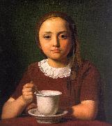 Constantin Hansen Little Girl with a Cup oil